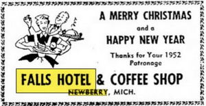 Falls Hotel (Newberry Hotel) - Dec 1952 Ad (newer photo)